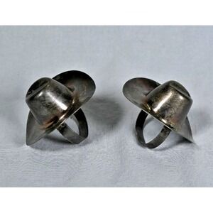 Set of 2 Vintage Western Cowboy Hat Napkin Rings Rustic Table Decor